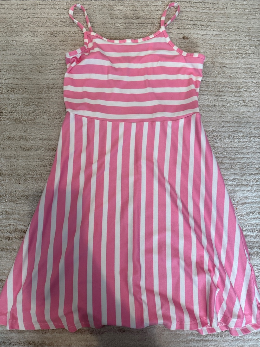 Girls Pink and White Striped dress